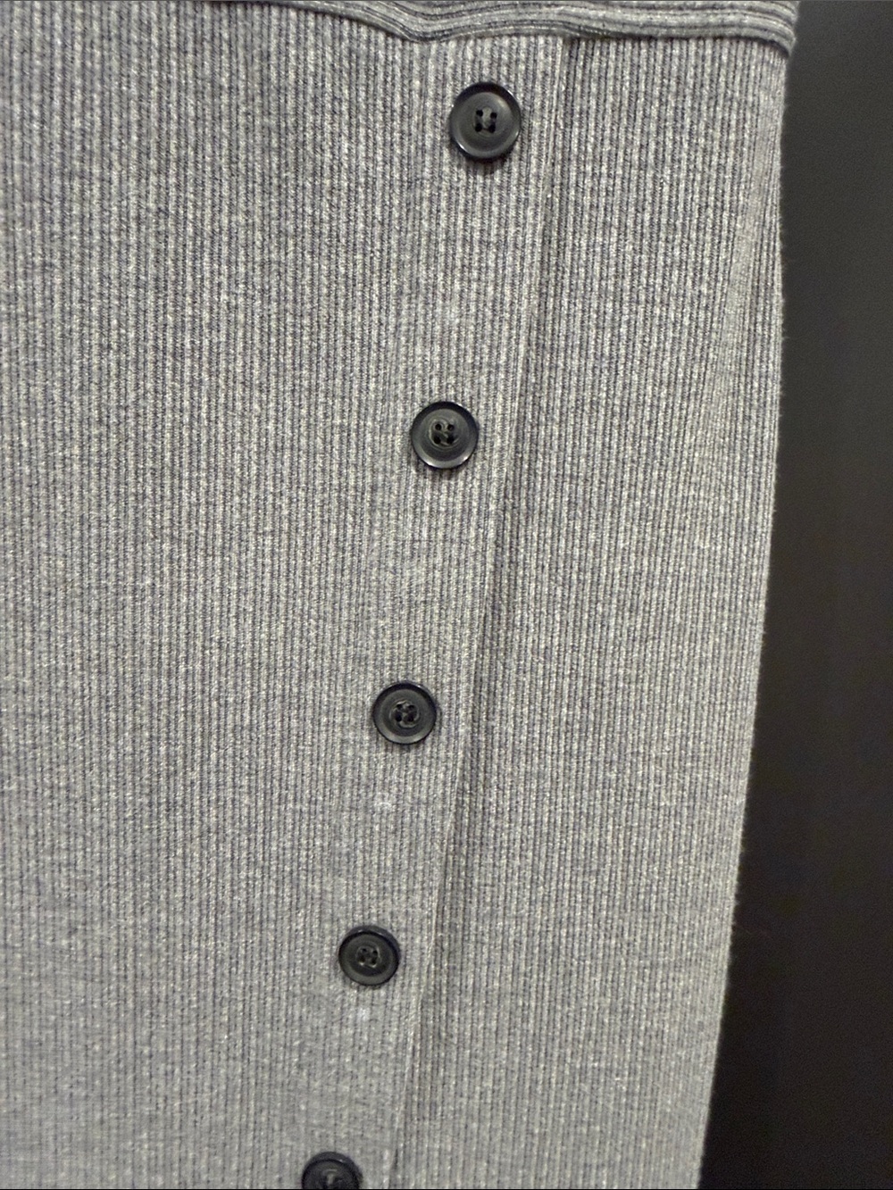 LOFT Gray Ribbed Button-Front Maxi Dress - Picture 3 of 6
